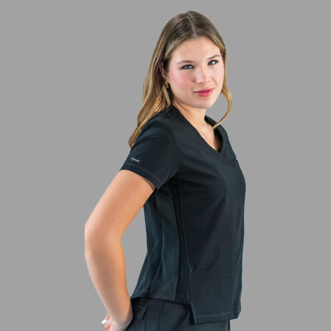 Filipina Quirúrgica Est. 301 Negra/Costado Stretch Negro Mujer, Scrubs Antifluido