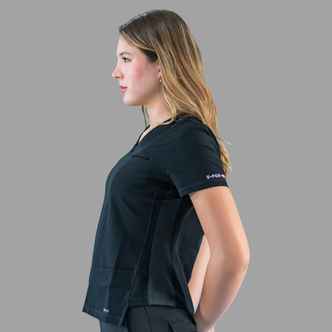 Filipina Quirúrgica Est. 301 Negra/Costado Stretch Negro Mujer, Scrubs Antifluido