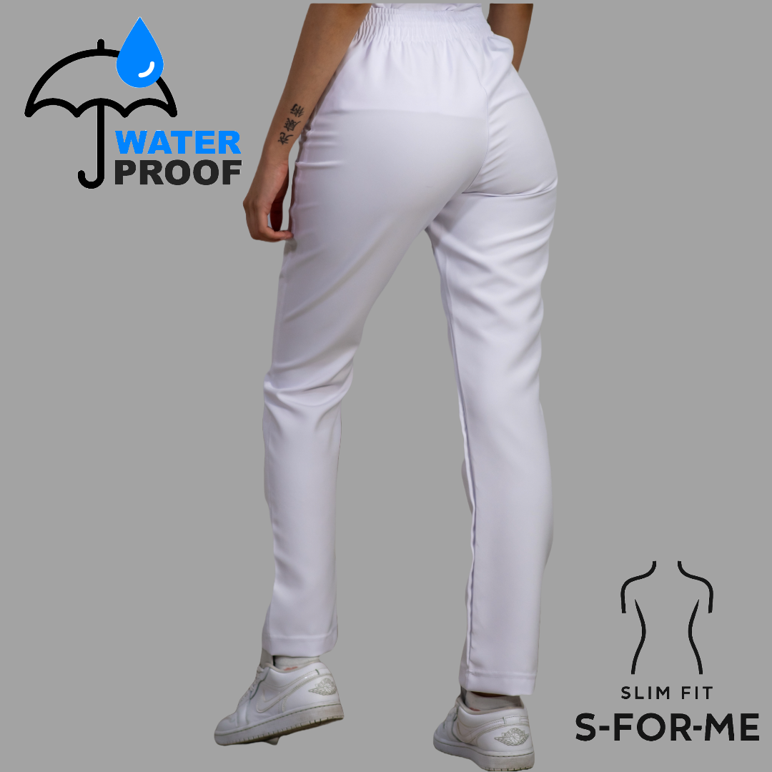 Pantalón Stretch Blanco Puro Pretina/Elástico Mujer Antifluido