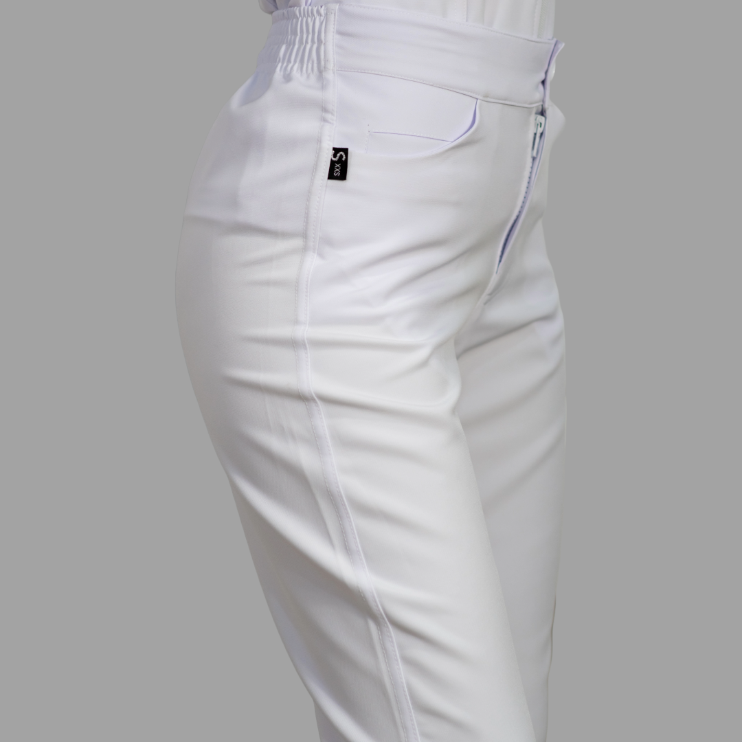 Pantalón Stretch Blanco Puro Pretina/Elástico Mujer Antifluido