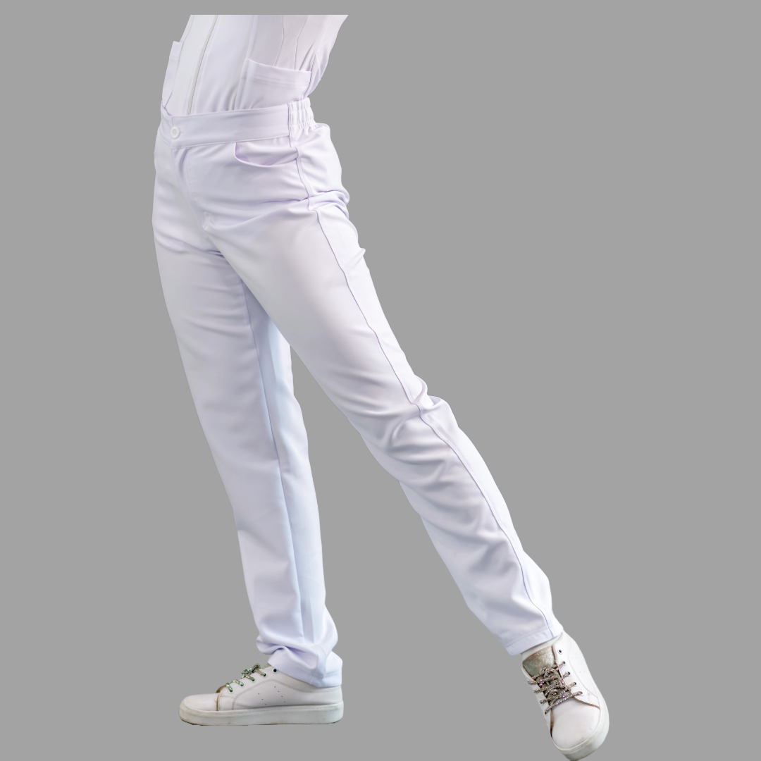 Pantalón Stretch Blanco Puro Pretina/Elástico Mujer Antifluido