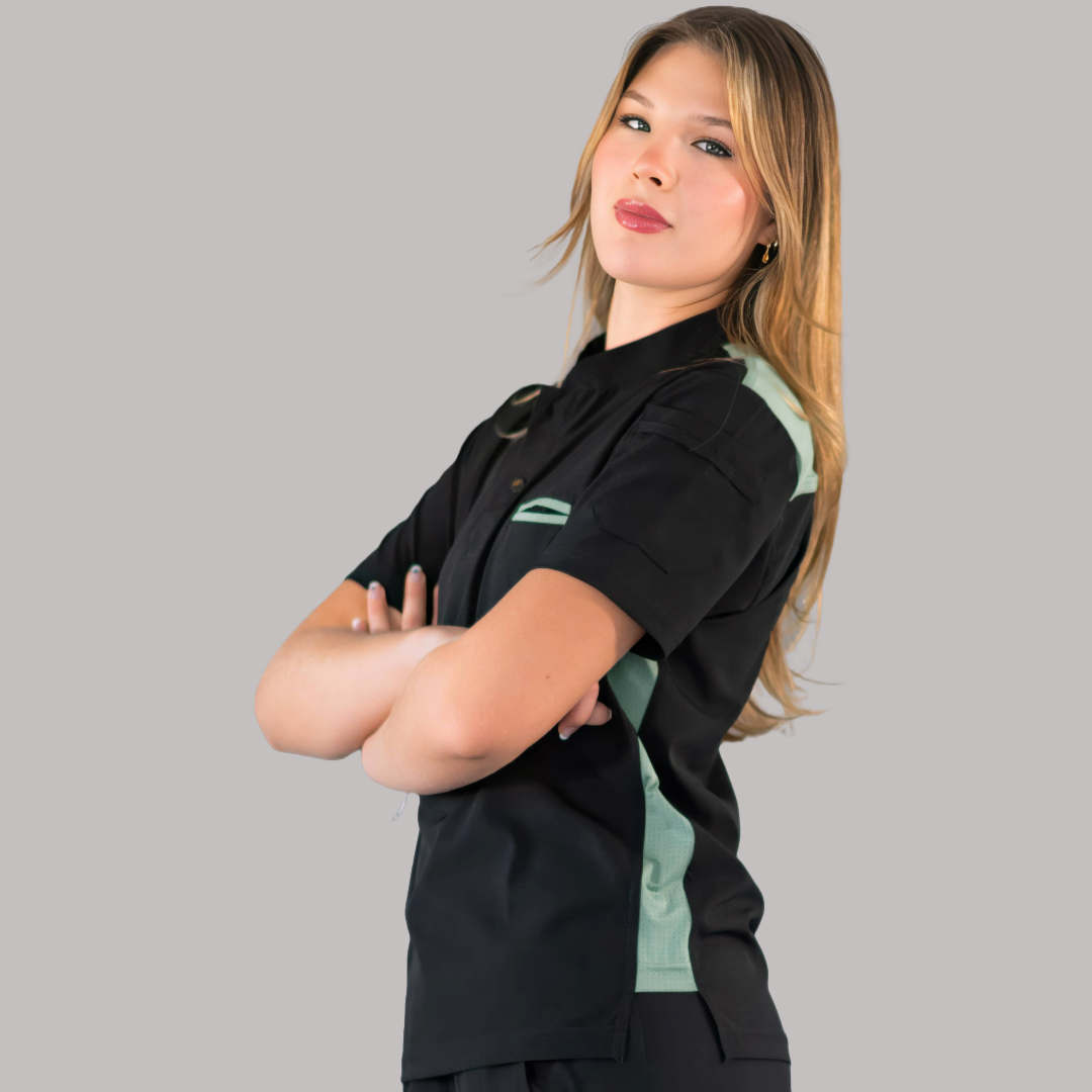 Filipina Quirúrgica Unisex Negra/Green Bay, Scrubs 520