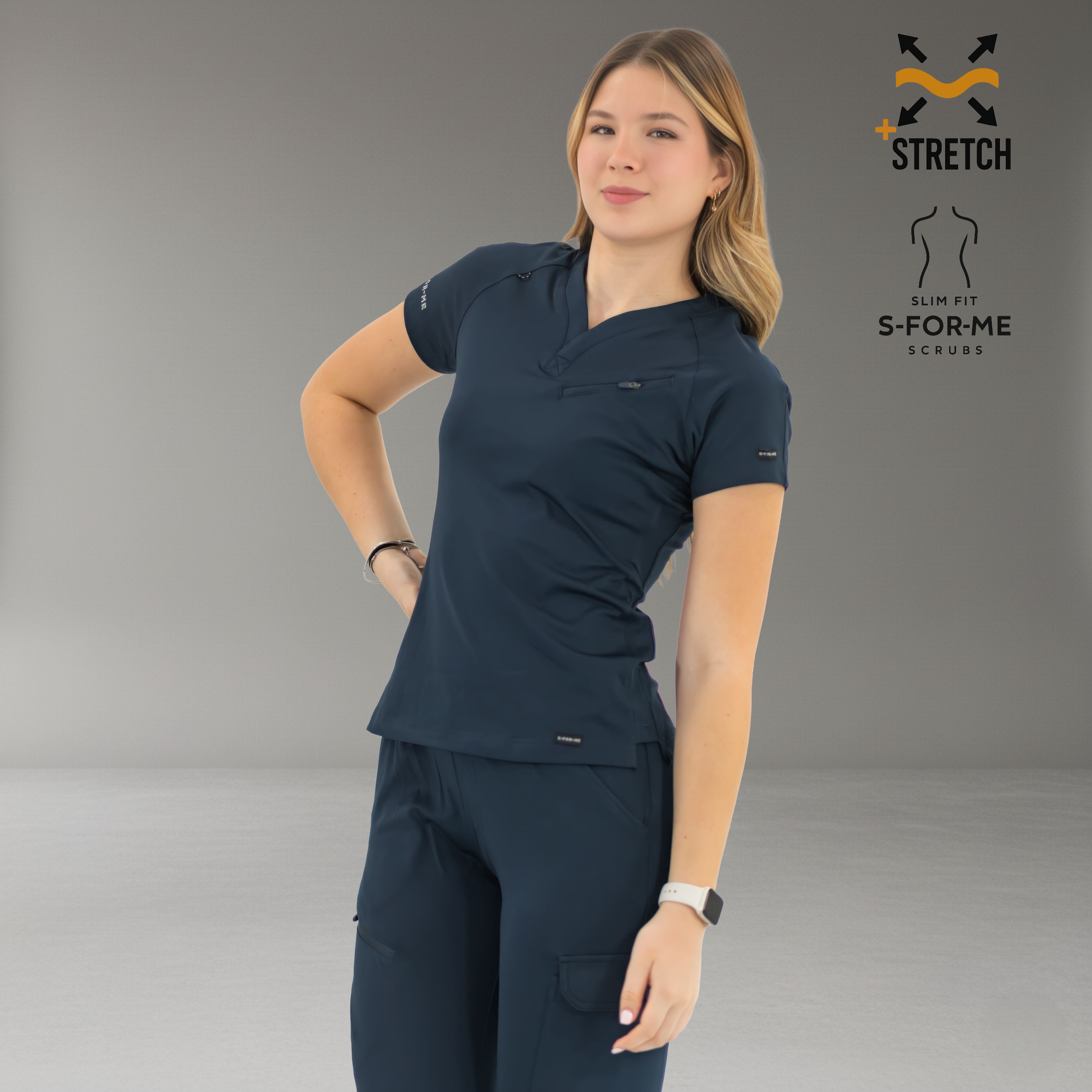 Filipina Quirúrgica Mujer Super Stretch Azul Marino, Scrubs 905