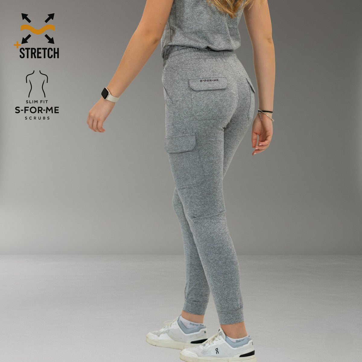 Jogger Quirúrgico Mujer Super Stretch Gris Jaspeado, Scrubs 905