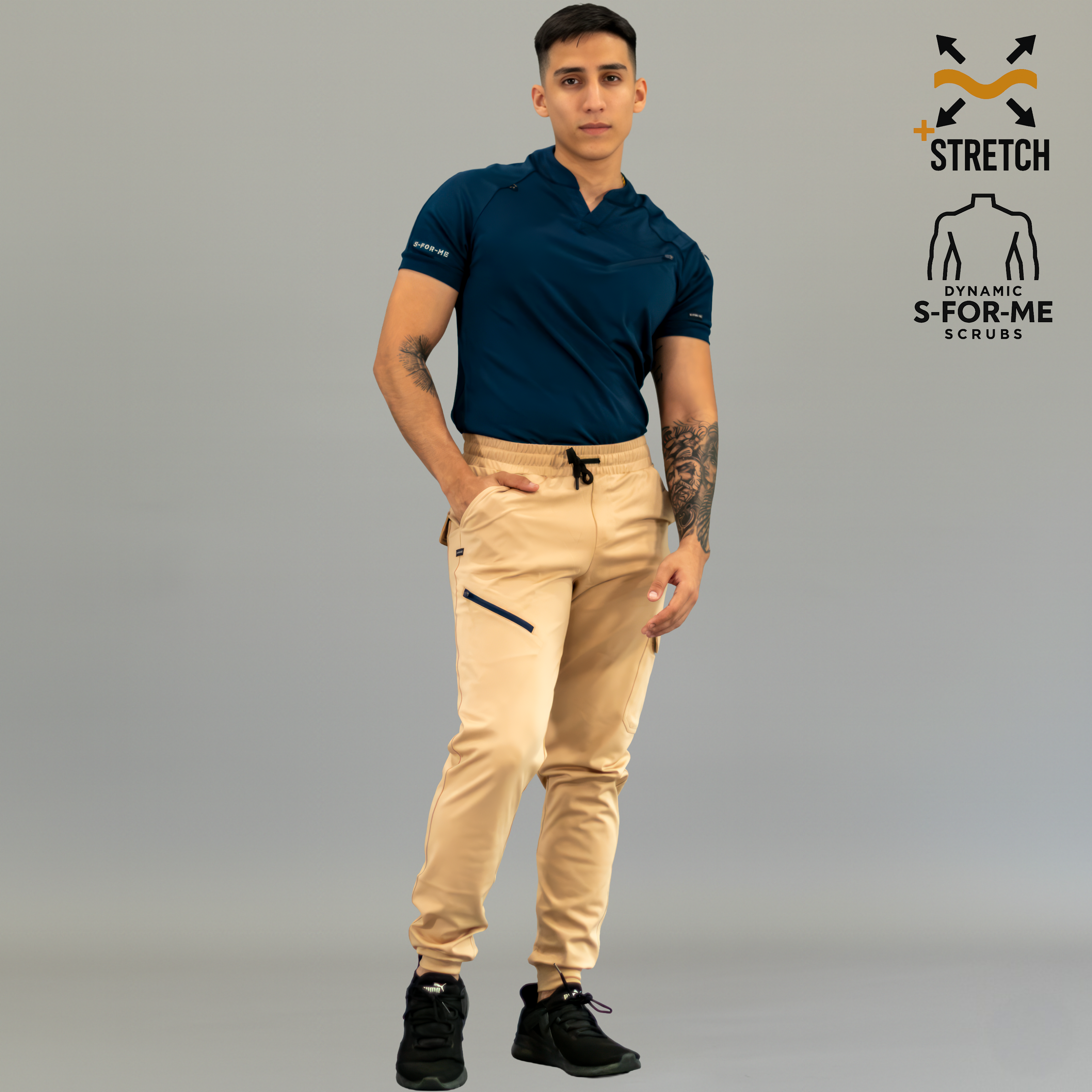 Conjunto Quirúrgico Hombre · Scrubs 905 Super Stretch · Beige