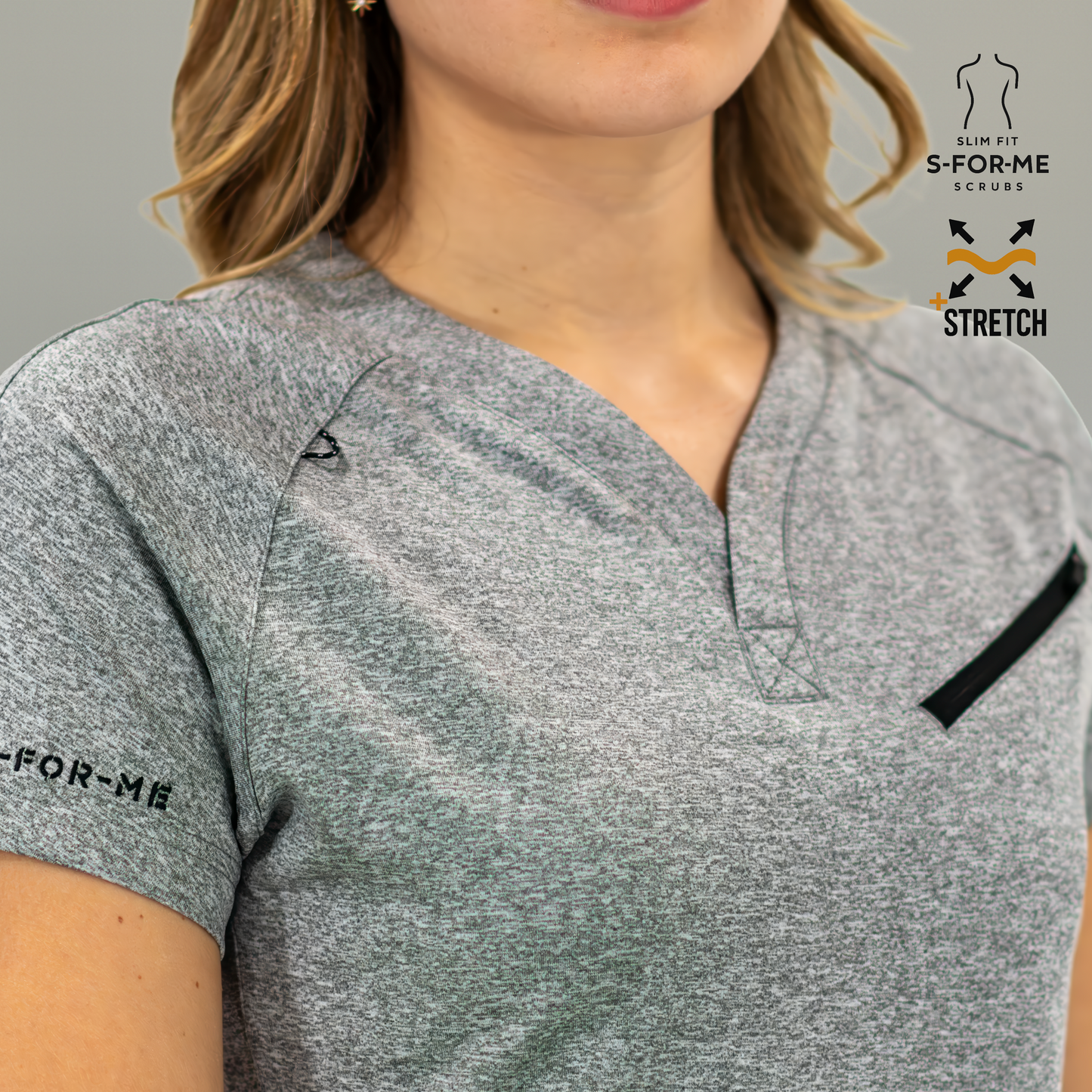 uniforme medico mujer en color gris super stretch para mujer