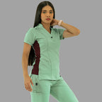 Filipina Médica para Mujer Modelo 930 Verde Menta y Vino Superstretch