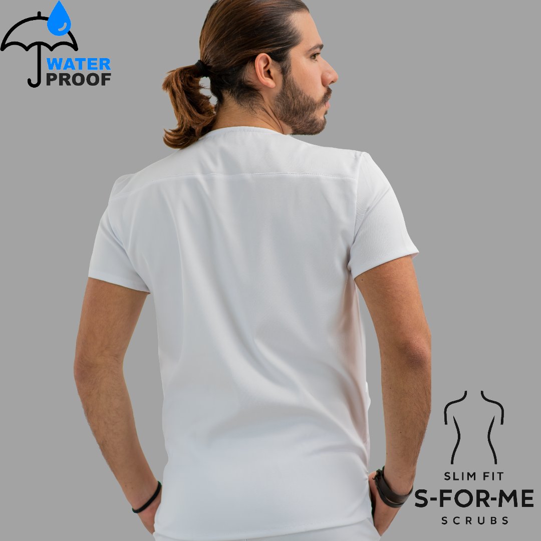 Filipina 501 Hombre Antifluido Alviero Stretch Blanca Cuello V