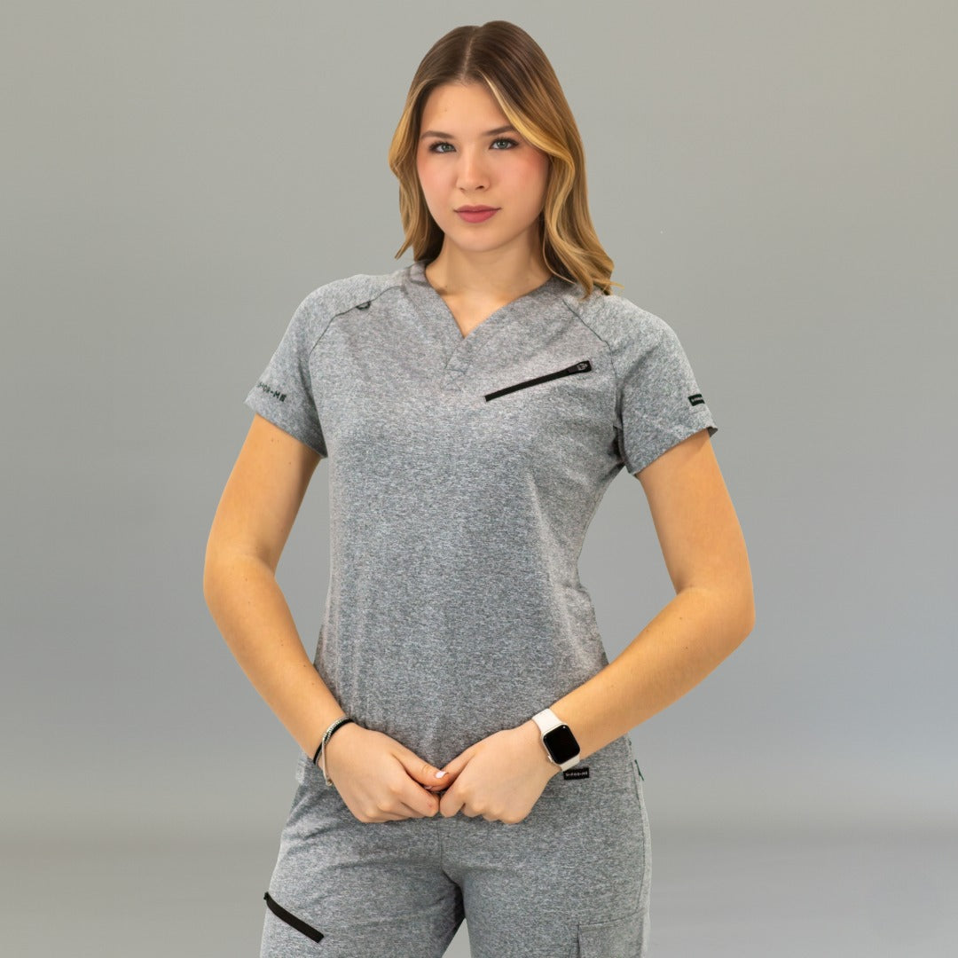 Filipina Quirúrgica Mujer Super Stretch Gris Jaspeado, Scrubs 905