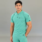 Filipina quirúrgica verde menta para hombre Scrubs 901 Super Stretch, vista frontal