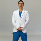 saco medico alviero blanco hombre con forro vista lateral Sandel Medica