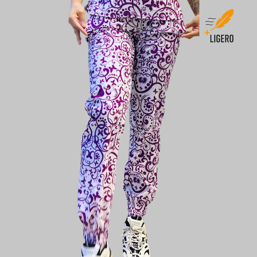 Jogger Para Scrubs 2 bolsas Dama Estampado Grape Butterfly