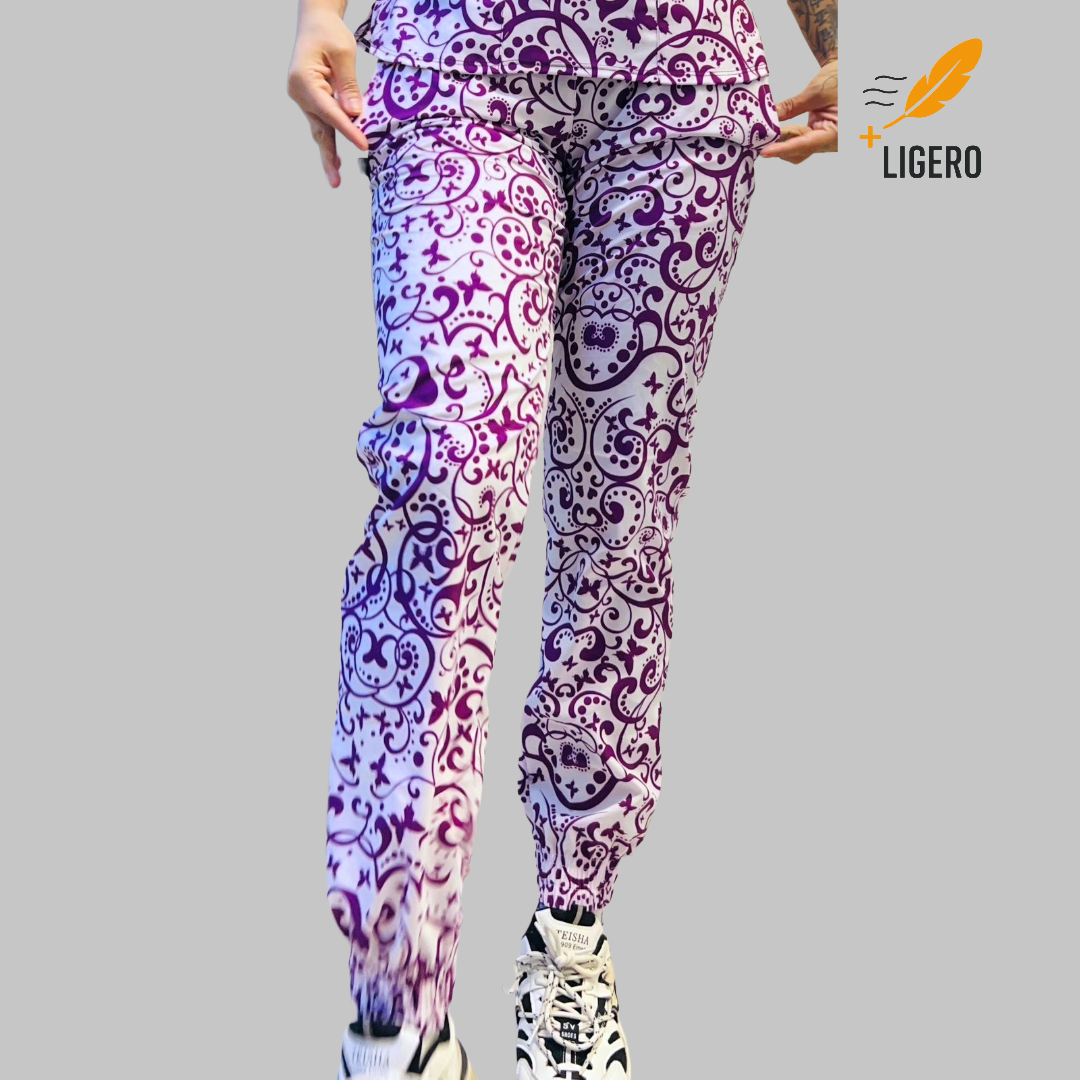 Jogger Para Scrubs 2 bolsas Dama Estampado Grape Butterfly