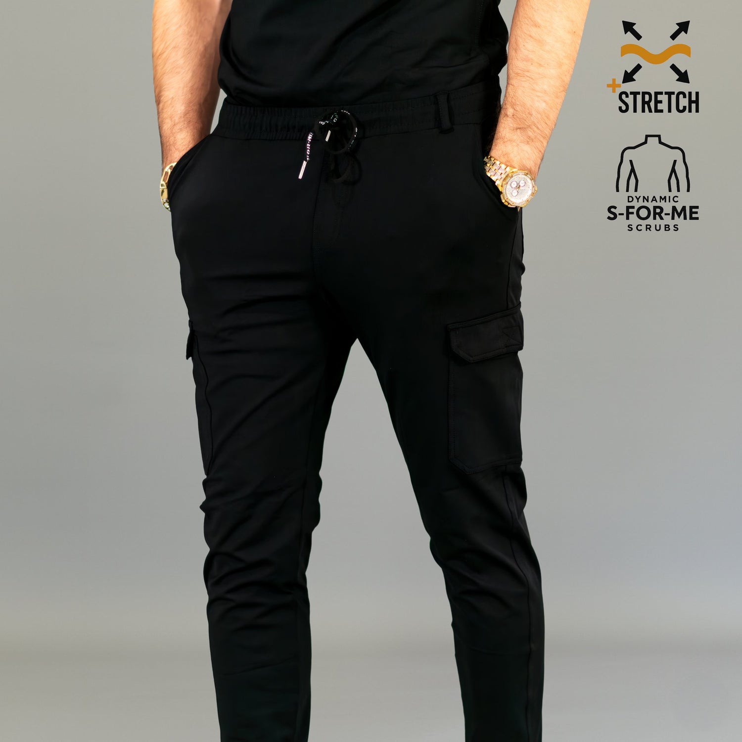 Jogger quirúrgico negro hombre tela Super Stretch