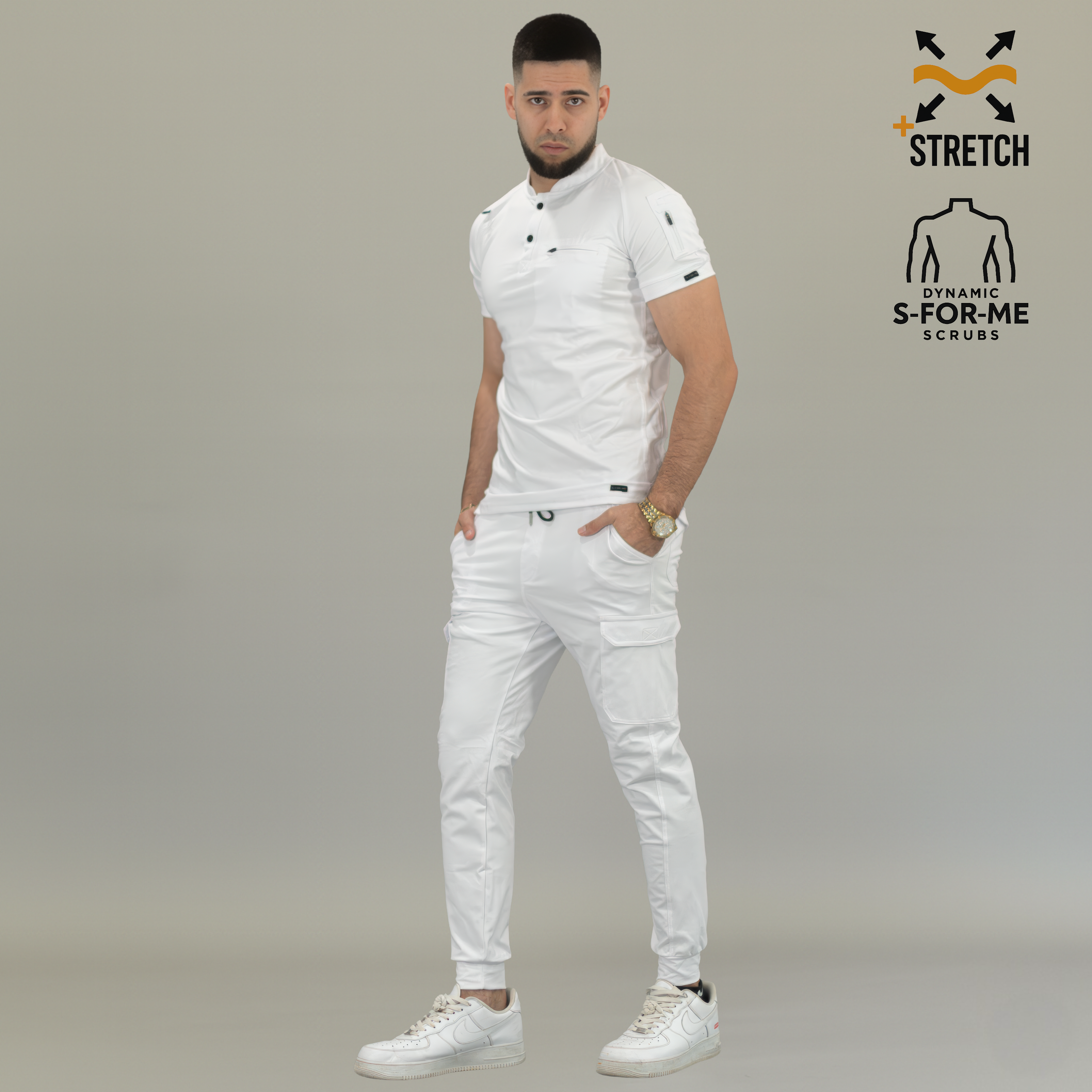 Conjunto Quirúrgico Hombre · Modelo 901 Super Stretch · Blanco