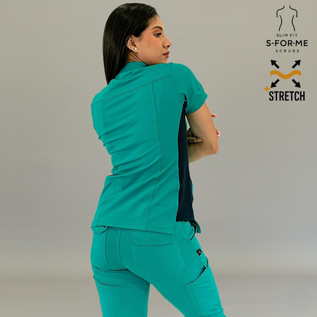 Filipina Médica para Mujer Modelo 930 Teal/Marino Superstretch