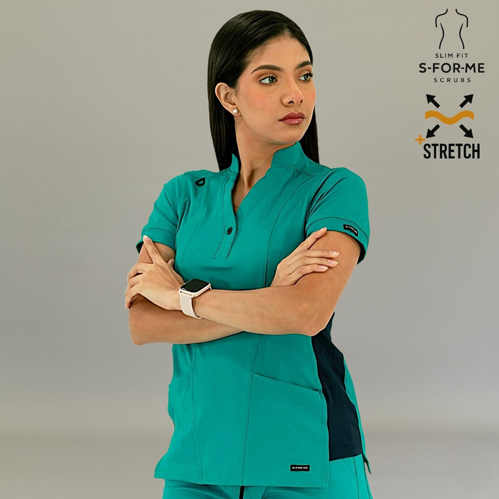 Filipina Médica para Mujer Modelo 930 Teal/Marino Superstretch