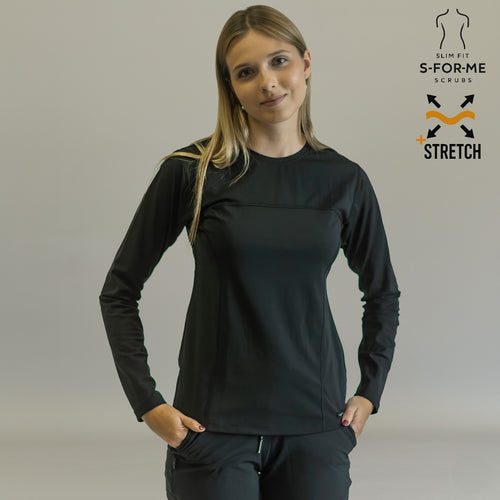 Blusa Under Scrub Mujer Manga Larga | Negro (Black) Super Stretch