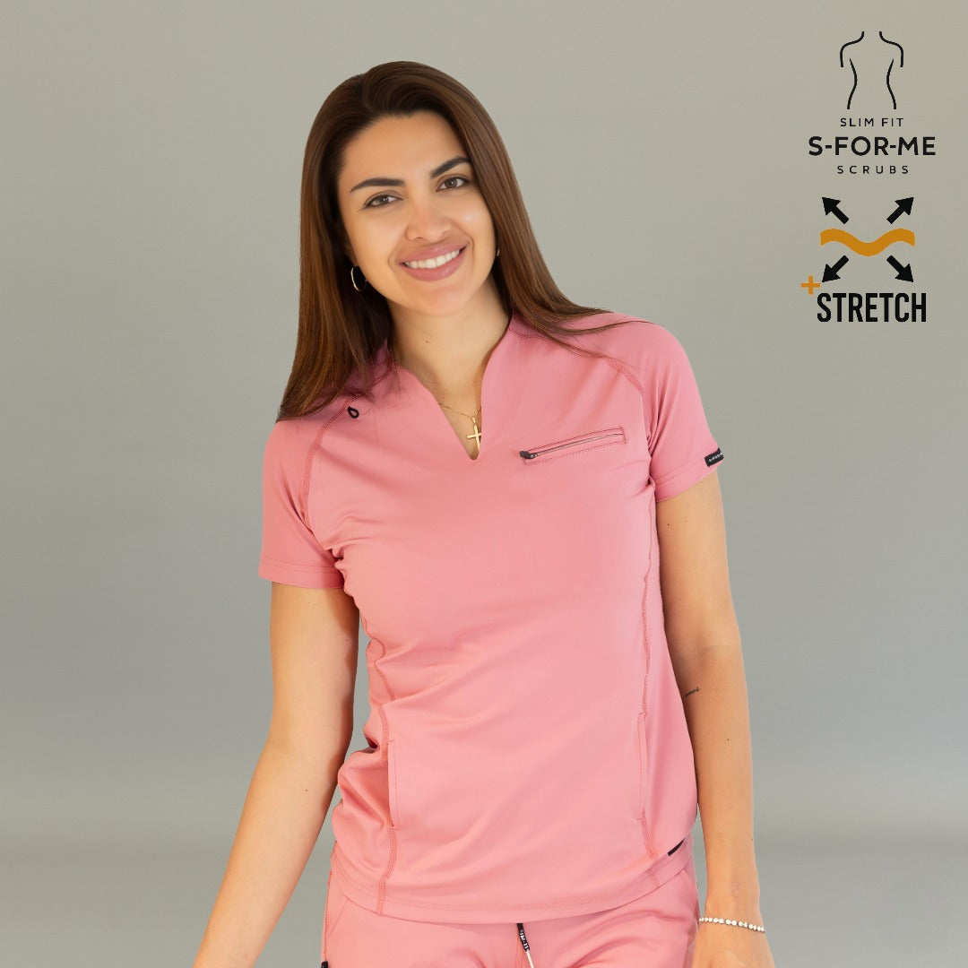 Filipina quirúrgica palo de rosa para mujer manga corta corte deportivo Super Stretch