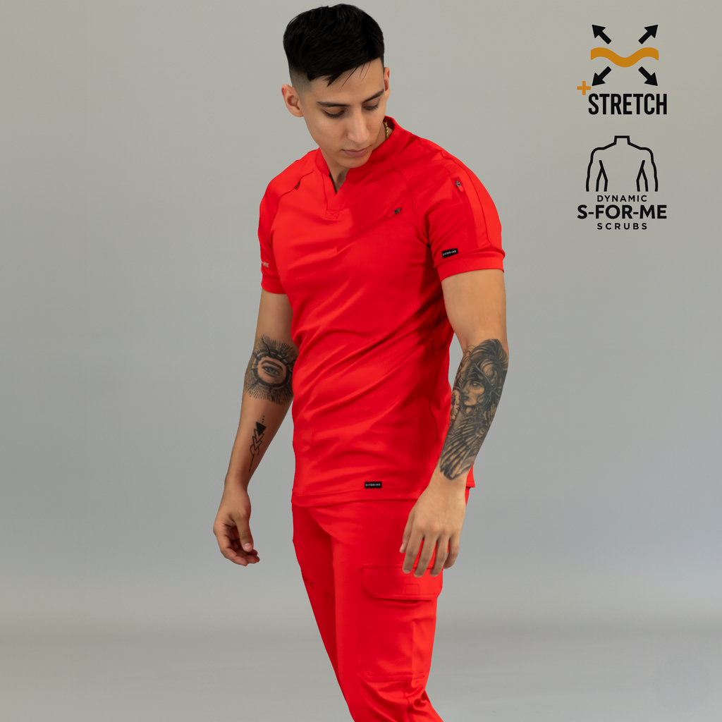Conjunto Quirúrgico Hombre · Scrubs 905 Super Stretch · Rojo