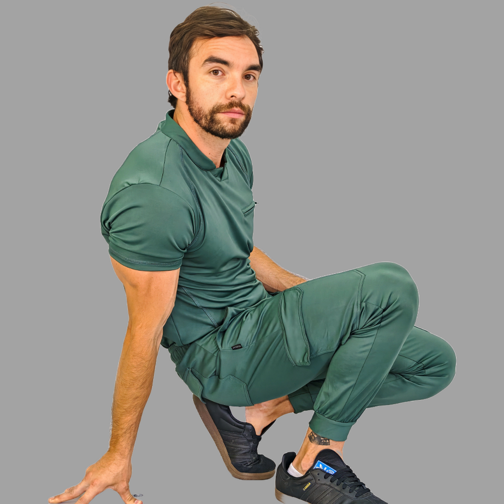 Filipina Quirurgica Hombre Verde Pino Super Stretch, Scrubs Est. 910