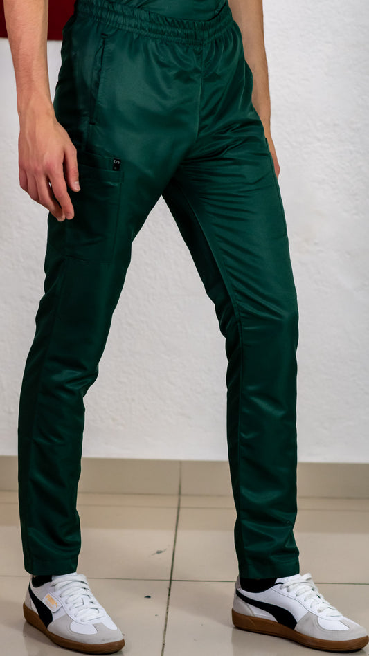 Pantalon Quirurgico Verde Botella Microfibra Hombre.