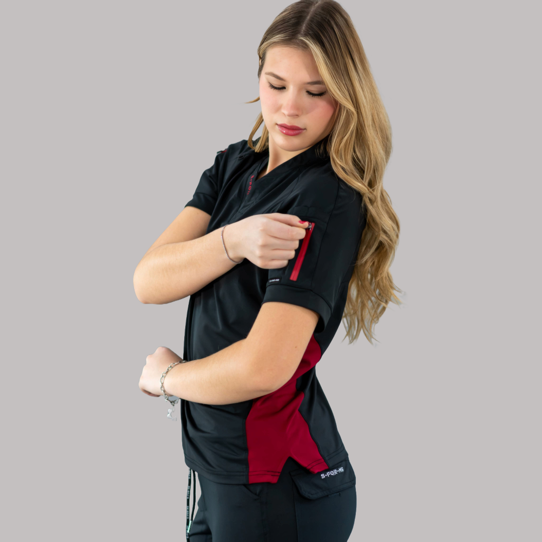Filipina Unisex Quirúrgica Super Stretch Negro/Vino Mujer, Scrubs 905