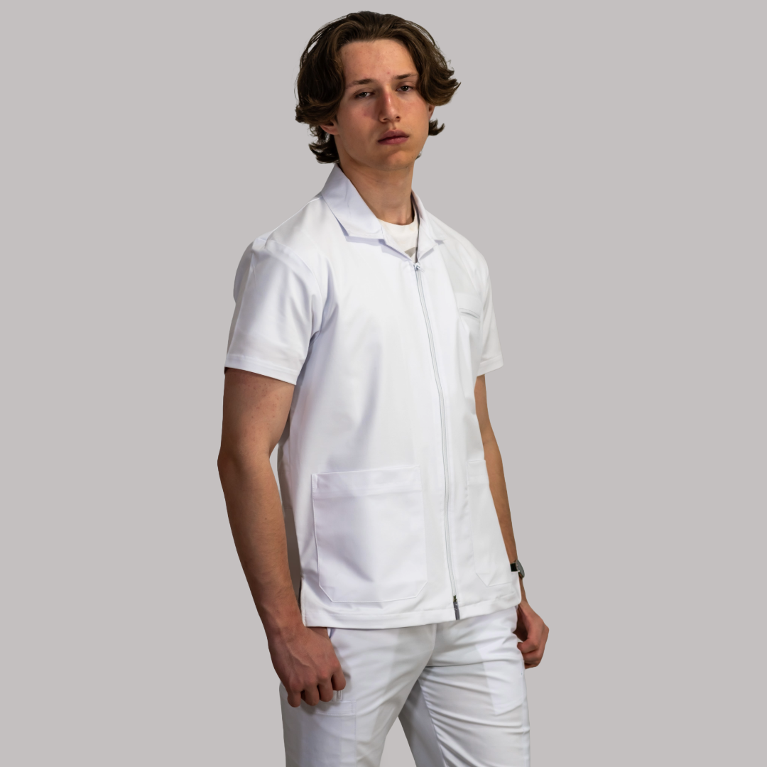 Filipina Hombre Stretch Blanco/Cierre Antifluido