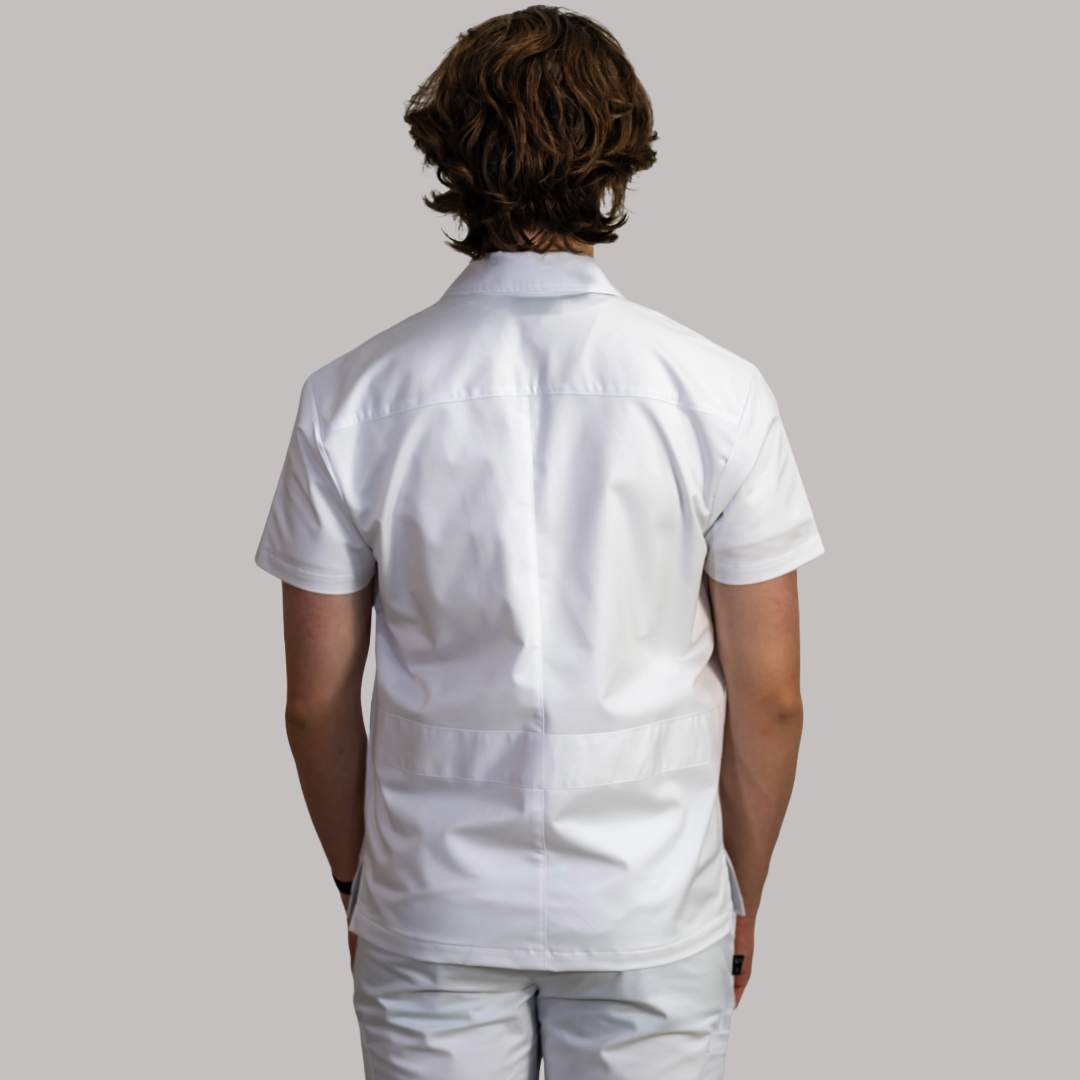 Filipina Hombre Stretch Blanco/Cierre Antifluido