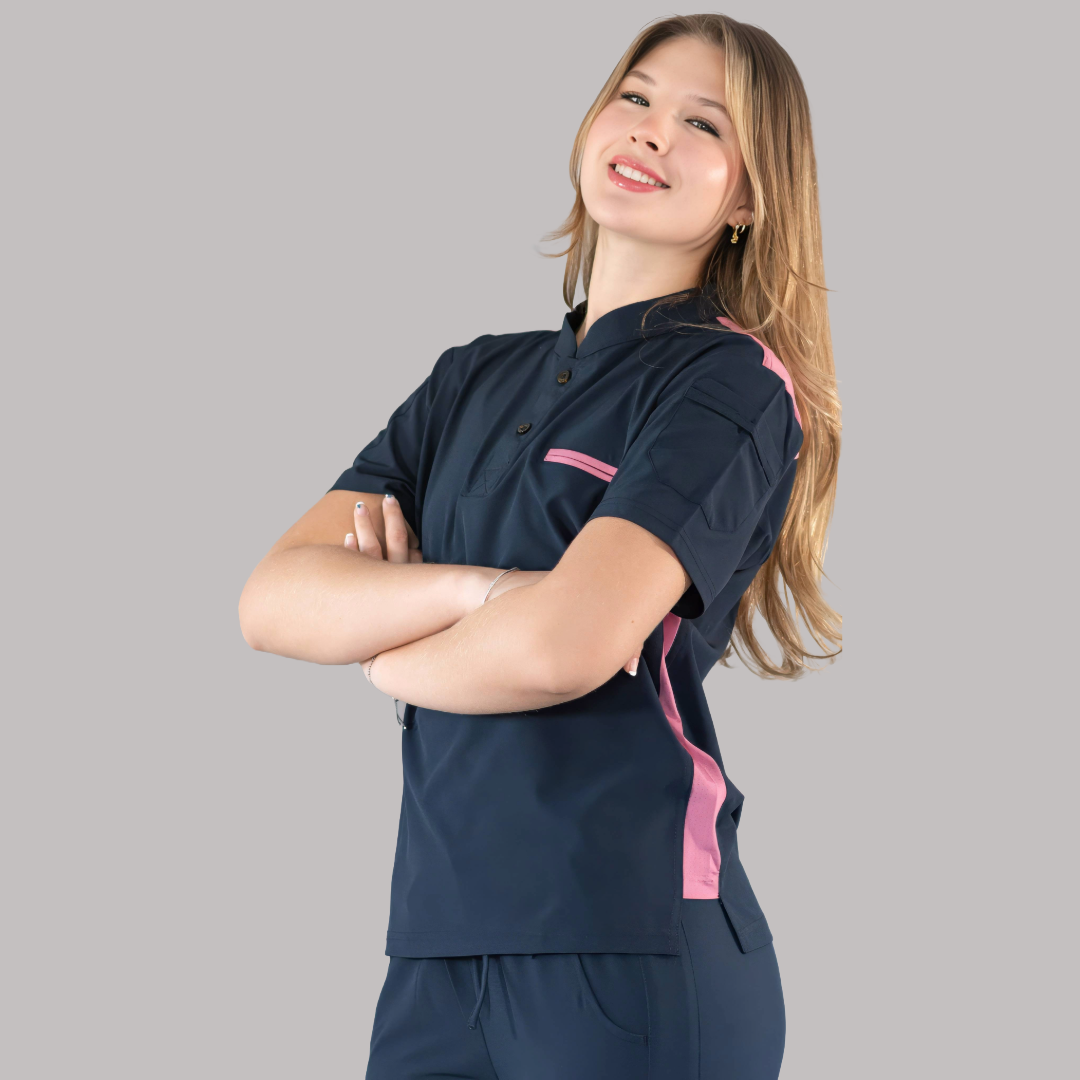 Filipina Quirúrgica Unisex Azul Mno./Rosa, Scrubs 520