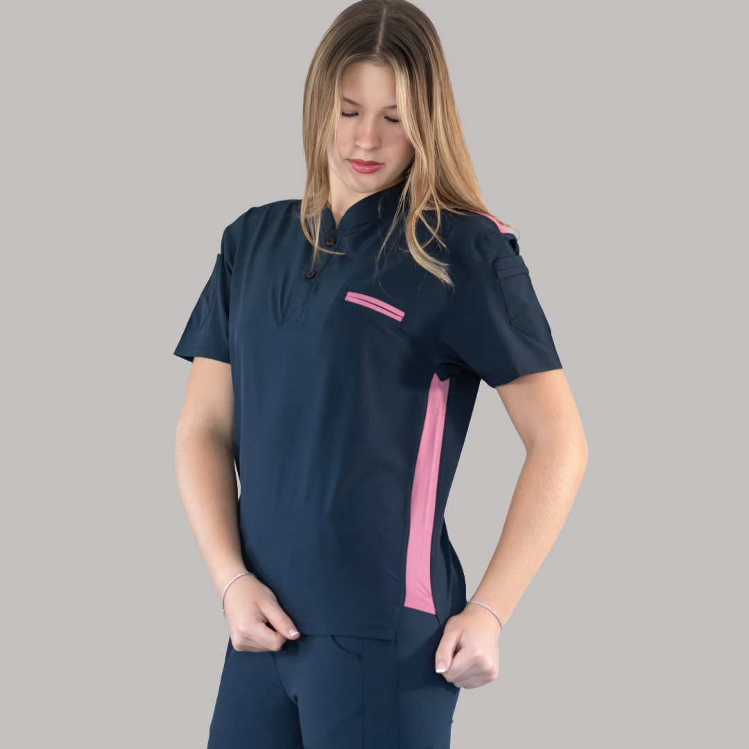 Filipina Quirúrgica Unisex Azul Mno./Rosa, Scrubs 520