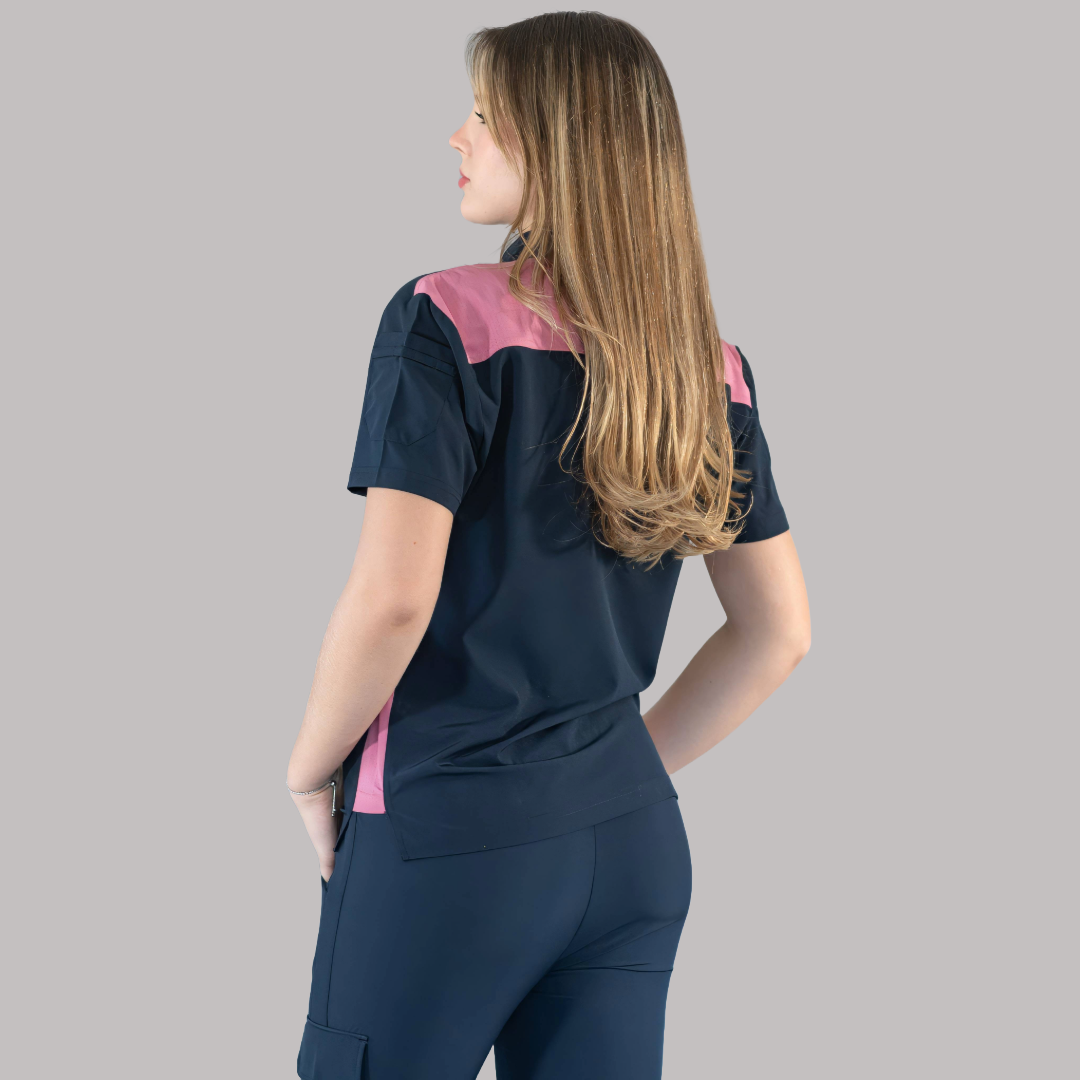 Filipina Quirúrgica Unisex Azul Mno./Rosa, Scrubs 520