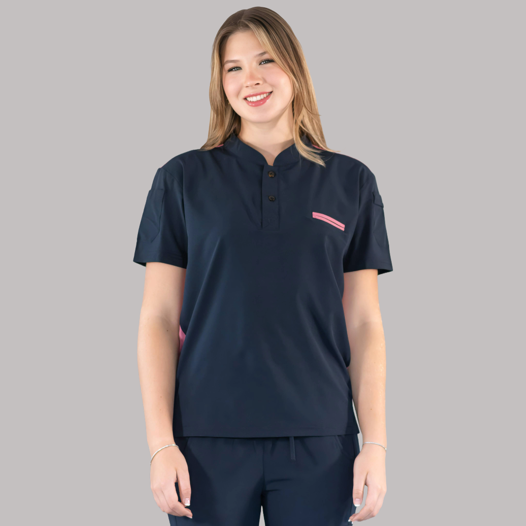 Filipina Quirúrgica Unisex Azul Mno./Rosa, Scrubs 520