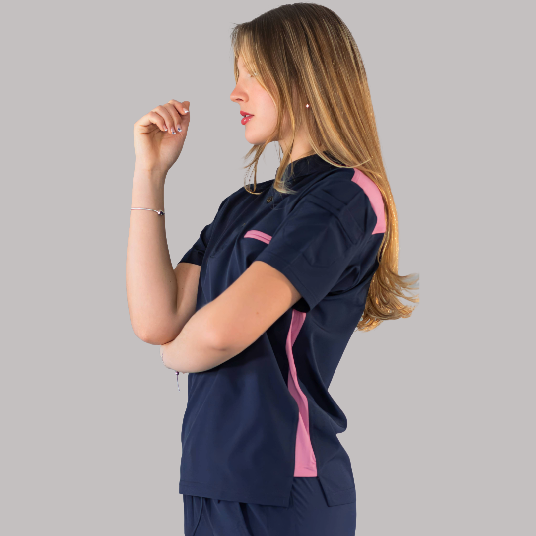 Filipina Quirúrgica Unisex Azul Mno./Rosa, Scrubs 520