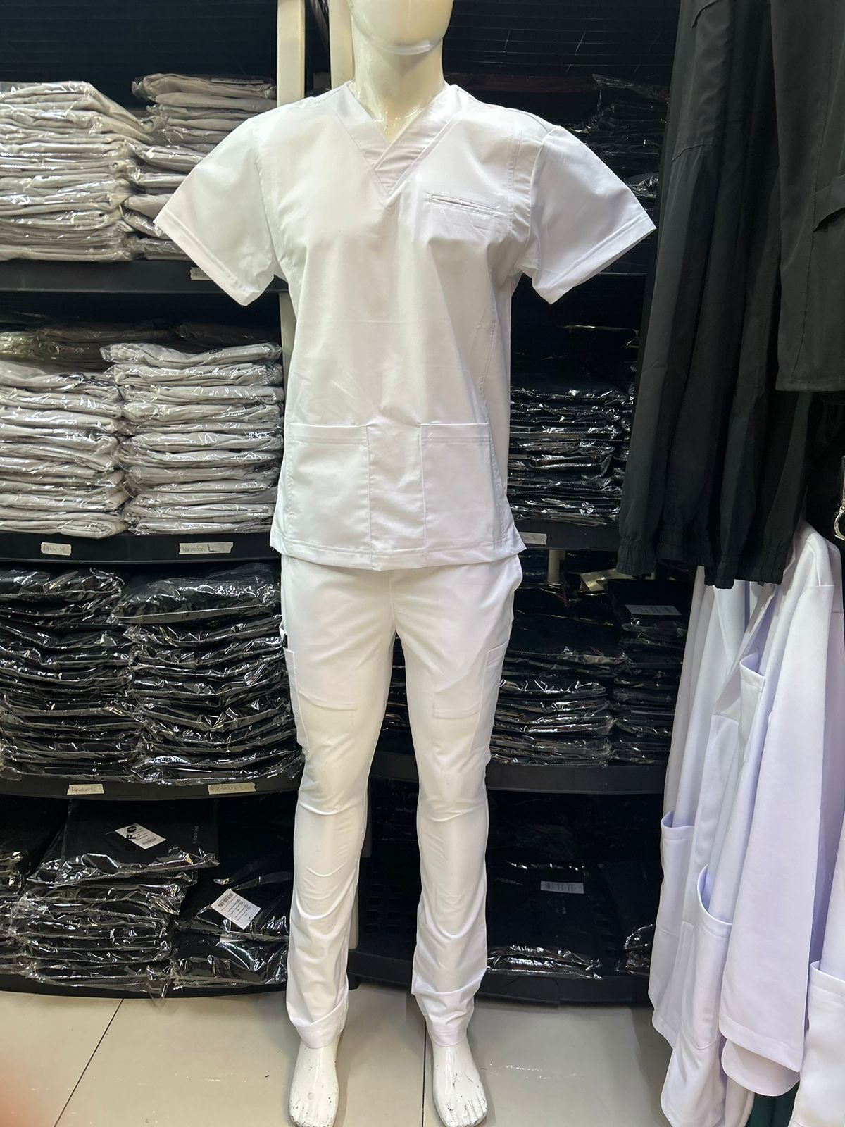 Pantalon Villela/Algodón blanco Hombre 5 bolsas
