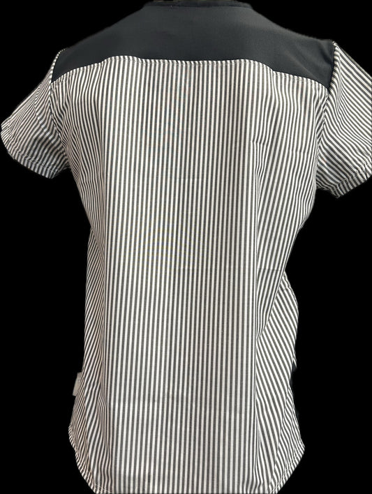 Filipina Rayas Grises /Blancas costado negro cuello V. Hombre